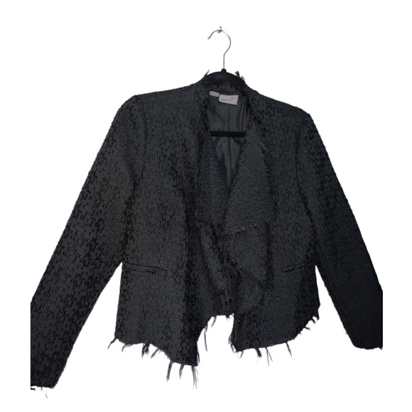 Vero Moda Open Front Textured Fringe Blazer Black Great Condition Size 40 Large - Picture 3 of 7